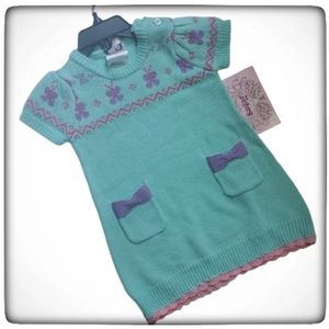 Baby Girl Dress With Hand Crocheted Pink Fancy Lace-12M